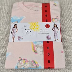 4 Pc Burt's Bees Kids Pajamas Set Size 6 ~ Short-Sleeve PJs Shorts Pants Unicorn